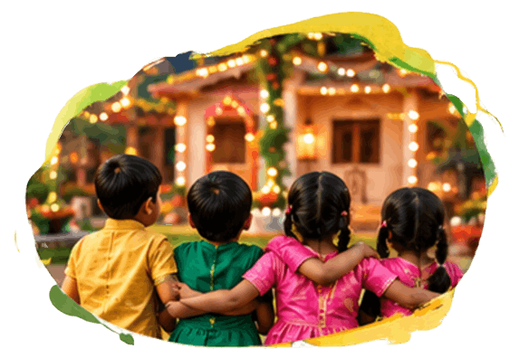 Children celebrating Diwali at All The Children Trust